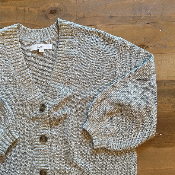LOFT Women's Textured Green Cardigan - Picture 3 of 11